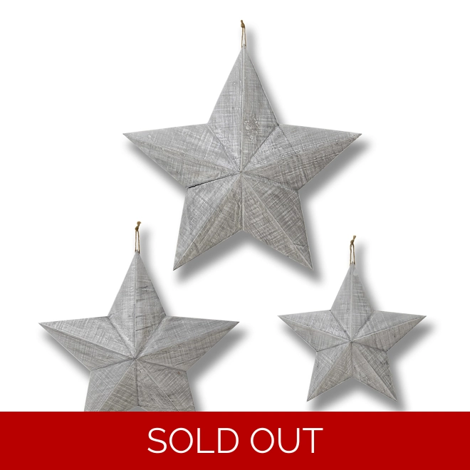 product Image for Set of Three Grey Wooden Stars